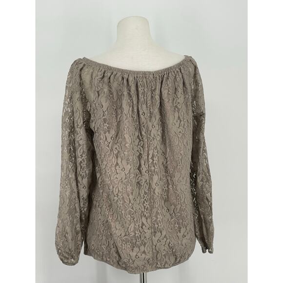 NWT Lane Bryant Gray Long Sleeve Sheer Lace Blouse Size 14/16 Boho Goth - Picture 2 of 6